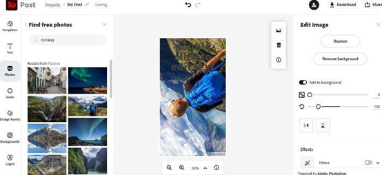 Adobe Spark flip an image